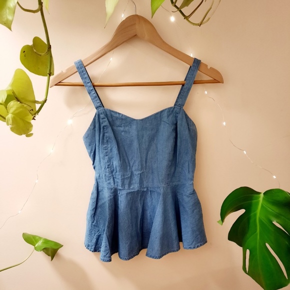 Denim Peplum Top - S - Picture 1 of 3